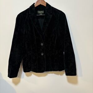 Eddie Bauer Black Velvet Embroidered Blazer Dark Academia Gothic Y2K Size 6